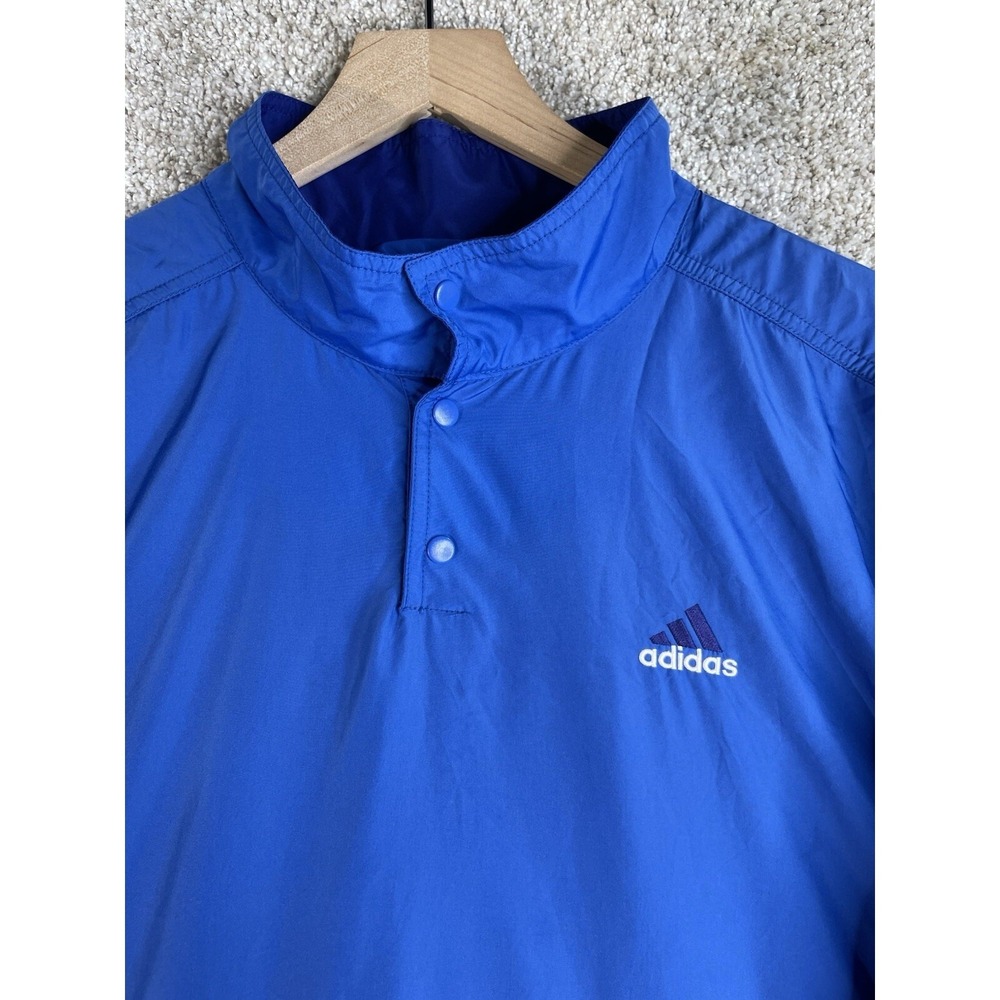 Vintage adidas Men's L Blue Windbreaker Jacket 90s Pullover 1/4 Snap Track